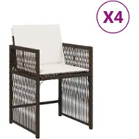 The Living Store Tuinset - Tuinstoelen - Tuinstoelen 4 st met kussens poly rattan bruin - Lounge Stoelen - Buitendecoratie - Patio Meubel