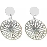 Charme Bijoux Clip oorbellen -zilverkleur -rond- lang- geen gaatje-