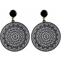 Charme Bijoux Clip oorbellen -filigraan- zwart -goudkleurig- lang- geen gaatje-