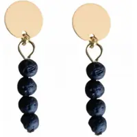 Charme Bijoux Clip oorbellen -Lavasteen- zwart -goudkleurig- geen gaatje-