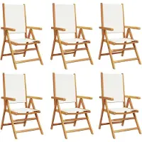 The Living Store Hout Meubel - Tuinstoelen - Tuinstoelen 6 st massief hout en stof crèmewit - Acacia Hout - Lounge Stoel - Terras Set