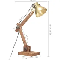 vidaXL Bureaulamp industrieel rond E27 58x18x90 cm messingkleurig