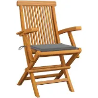 The Living Store De Living Store tuinstoelen met grijze kussens, 8 stuks, gemaakt van massief teakhout