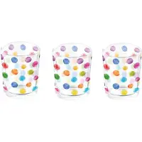Ambiente set van 3 glazen theelichthouder met polka dot print 100 ML - Ø 5,5 - h 6,6 cm