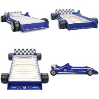 vidaXL Kinderbed raceauto blauw 90x200 cm - Kinderbed - Kinderbedden - Bed - Bedden