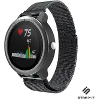 Strap-it Luxe Milanese bandje - geschikt voor Garmin Vivoactive 3 / Venu / Venu SQ / Vivomove HR / Forerunner 245 / 570 - 42mm / 645 - zwart