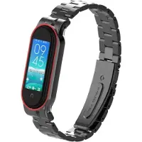 Strap-it Stalen schakel bandje - geschikt voor Xiaomi Mi Band 5 / Mi Band 6 - zwart