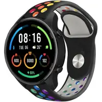 Strap-it Siliconen sport bandje - geschikt voor Xiaomi Watch S1 (Active/Pro) / Watch 2 Pro / Watch S3 / Mi Watch / Amazfit GTR 47mm / GTR 2-3-4 / Bip 5 / Balance - zwart/kleurrijk