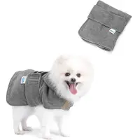 Nobleza Hondenbadjas - badjas hond - Honden badjas - hondenkleding - Ruglengte 40 cm - Maat S - Grijs