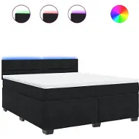 vidaXL Boxspring met matras fluweel zwart 180x200 cm