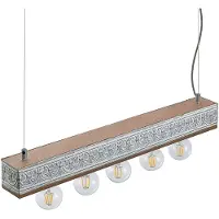 LINDBY Hanglamp Mella, dimbaar, hout licht, Woon-/ Eetkamer, Hout, Vintage, hanglamp