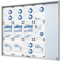 SHOWDOWN Vitrine Magnetisch 15 x A4 Wandmontage Afsluitbaar Binnen 94,8 (B) x 112,6 (H) cm Zilver
