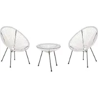 Beliani ACAPULCO II - Bistroset voor 2 - Wit - PE rotan
