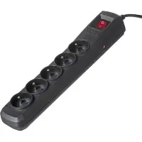 ActiveJet Black Power Strip met Cord ACJ COMBO 5G / 3M / BEZP. Auto / CZ.
