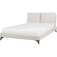 Beliani MELLE - Tweepersoonsbed - Beige - 140 x 200 cm - Chenille