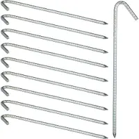Relaxdays xl grondpen set van 10 - extreem stabiel - tentaccessoire - extra lang - 39 cm - verzinkt staal - zilver