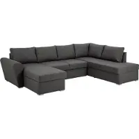 Ebuy24 Stefan slaapbank met chaiselongue links, grijs.