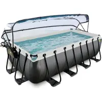 Exit Black Leather zwembad 400x200x100cm met zandfilterpomp en overkapping - zwart