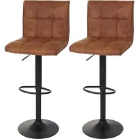 Mendler Set van 2 barkrukken -B13, barkruk tegenkruk, imitatiesuède MVG-gecertificeerd ~ vintage lichtbruin