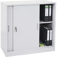 MCW Archiefkast Boston -F41, stalen kantoorkast, met afsluitbare schuifdeuren 90x90x45cm ~ grijs