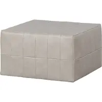 Woood Patchwork Poef - Leerlook - Naturel - 36x60x60