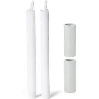 Novaliv Set van 2 kaarsenhouders, magnetische kandelaar, wit, 2,8 x 5 cm, LED premium kaarsen, tafelkaarsen, echte was, flikkerend effect, adventskrans kaarsenhouder, kersttafeldecoratie, scandinavische chic