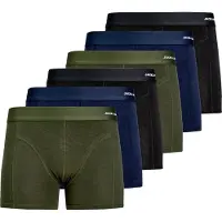Jack & Jones Heren boxershorts trunks effen jacbasic bamboe 6-pack groen/blauw/zwart