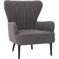 MCW Loungestoel -K37, cocktail/oor fauteuil gestoffeerde stoel retro vintage stof bouclé (600g/m²) Oeko-Tex ~ donkergrijs