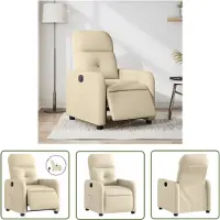 The Living Store De Living Store relaxfauteuil, elektrisch, kleur crème, met stoffen bekleding