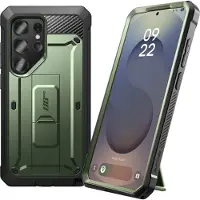 Supcase Unicorn Beetle Pro Hoesje Geschikt voor Samsung Galaxy S25 Ultra - Stofdichte Case met Ingebouwde Screenprotector - Full Protect valbescherming - Met Holster en Kickstand Groen