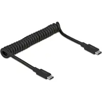 DeLOCK Premium USB-C naar USB-C spiraalkabel met E-Marker chip - USB3.2 (tot 10 Gbit/s) - PD tot 20V/3A - video tot 8K 30Hz / zwart - 0,70 meter