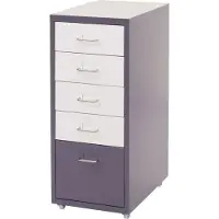 MCW Trolley kast Boston T851, ladekast stalen kast, 69x28x41cm 5 laden ~ donkergrijs wit-donkergrijs