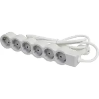Legrand Flache Steckdosenleiste 6x Steckdose, 1,5 Meter Kabel weiss-grau 694557