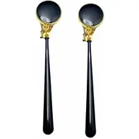 Charme Bijoux Clip oorbellen -lang -zwart- emaille- fayette- geen gaatje-