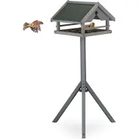 Relaxdays Grijs vogelvoederhuisje op standaard