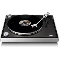 Lenco L-455BK - Platenspeler met zichtbare riemaandrijving, frame van geborsteld aluminium en Ortofon 2M RED cartridge - Zwart