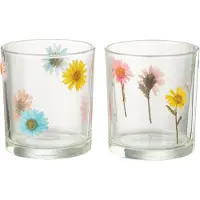 J-Line T-lichthouder posy medium glas mix assortiment van 2