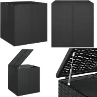 vidaXL Tuinkussenbox van PE-rotan, 100x97,5x104 cm, zwart - Kussenbox - Opbergbox