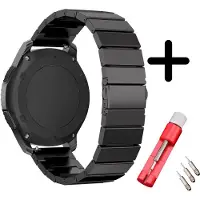 Strap-it bandje metaal zwart + toolkit geschikt voor Fitbit Versa 3 / Fitbit Sense