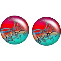 Charme Bijoux Clip Oorbellen-Tree-2 cm-Rood-Blauw