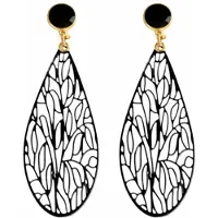 Charme Bijoux Clip oorbellen-scarlet -zwart- filigraan- geen gaatje-