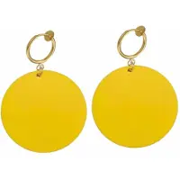Charme Bijoux Klem oorbellen Tordis Geel hout goudkleurig 5 cm