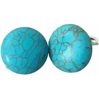 Charme Bijoux Clip Oorbellen-Turquoise -2 cm- natuursteen- geen gaatje-