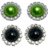 Charme Bijoux 2 paar Clip oorbellen -Groen - Zwart-1.5 cm