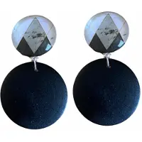 Charme Bijoux Clip oorbellen- zwart -hout -cabochon- geen gaatje-