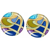 Charme Bijoux Clip oorbellen blauw groen 2 cm