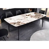 Invicta Eettafel MILANO 160cm wit Pandora keramiek zwart metalen onderstel - 44232