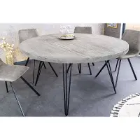 Invicta Ronde eettafel SCORPION 120cm grijs massief mangohout zwarte metalen poten Hairpin Poten - 43664