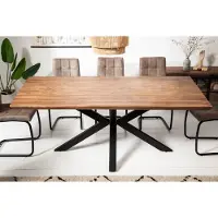 Invicta Massief houten eettafel GALAXIE 180 cm bruin sheeshamsteen met sterframe metaal - 43933