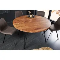 Invicta Ronde eettafel SCORPION 120cm natuurlijk acacia massief hout haarspeldpoten retro design - 43668